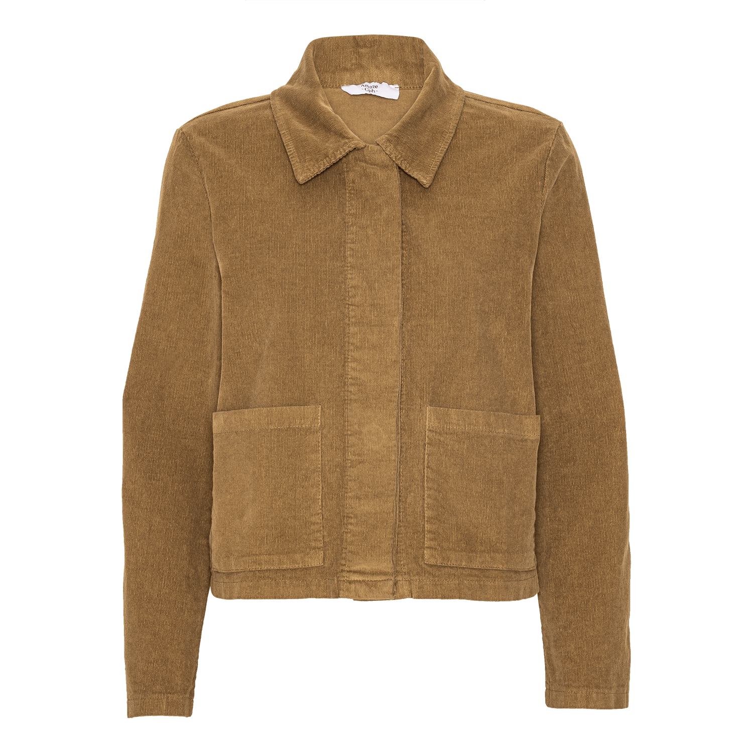BERTHA CORDUROY CAMEL Camel Corduroy Jakke med Skjult Knaplukning