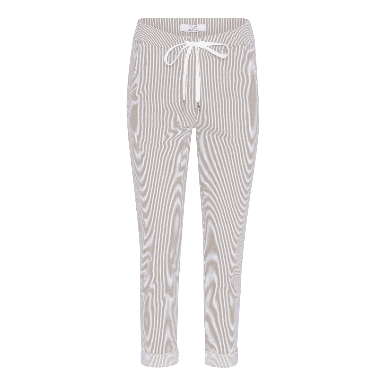 Sally Pinstripe - Beige/White