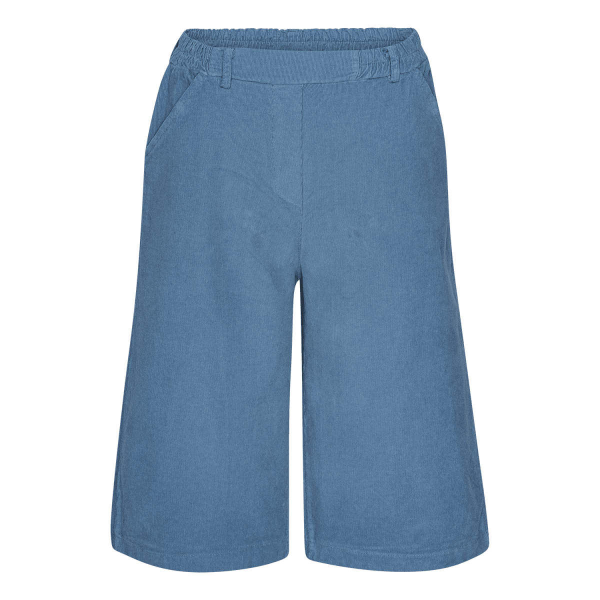 ADELE Denim Blue Corduroy Culottes med Elastisk Talje — Jeans fra