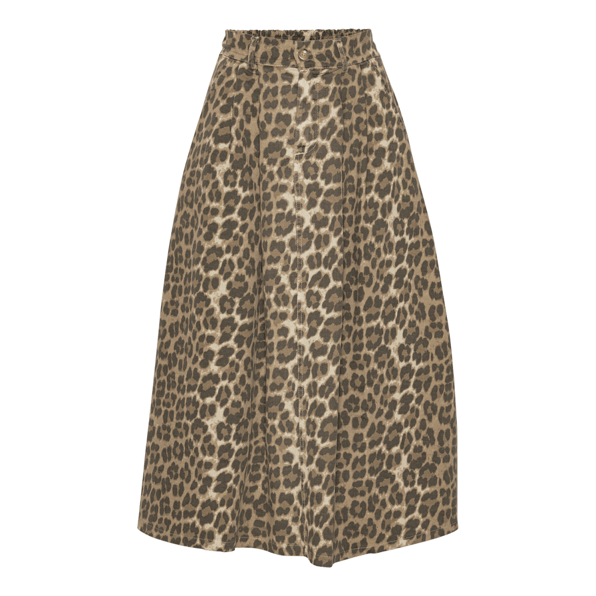 ELLINOR LEO - Leopard nederdel i bomuld— Løs A-snit med Dyreprint