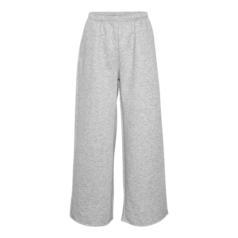 FREYA Sweatpants i Grå Melange — Løs Wide Leg Pasform