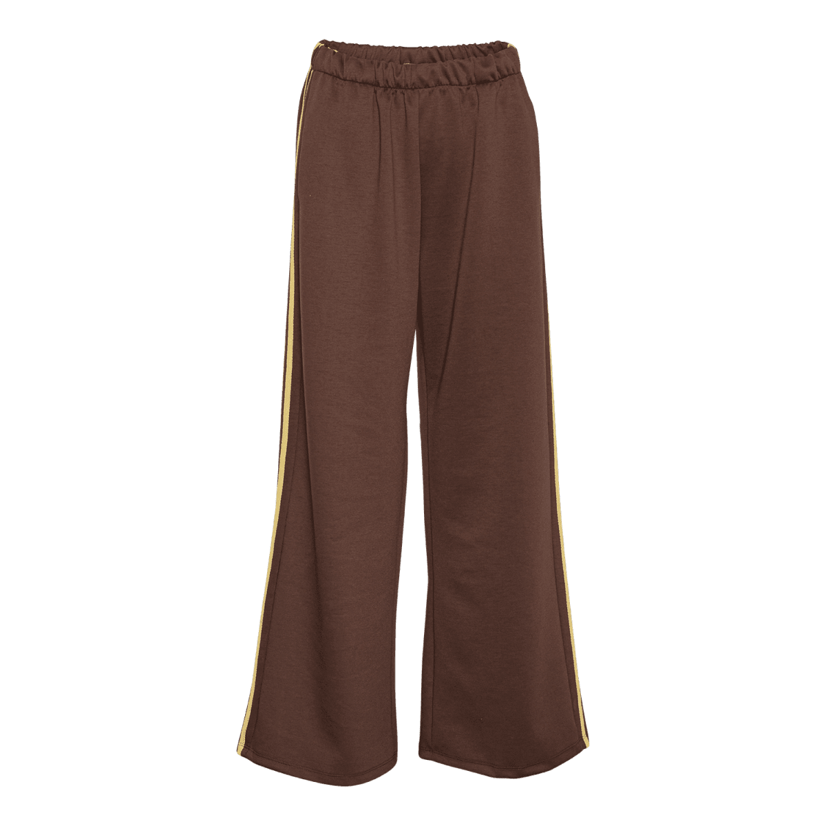 FREYA Sweatpants i Mørkebrun med Sennepsgul Stribe