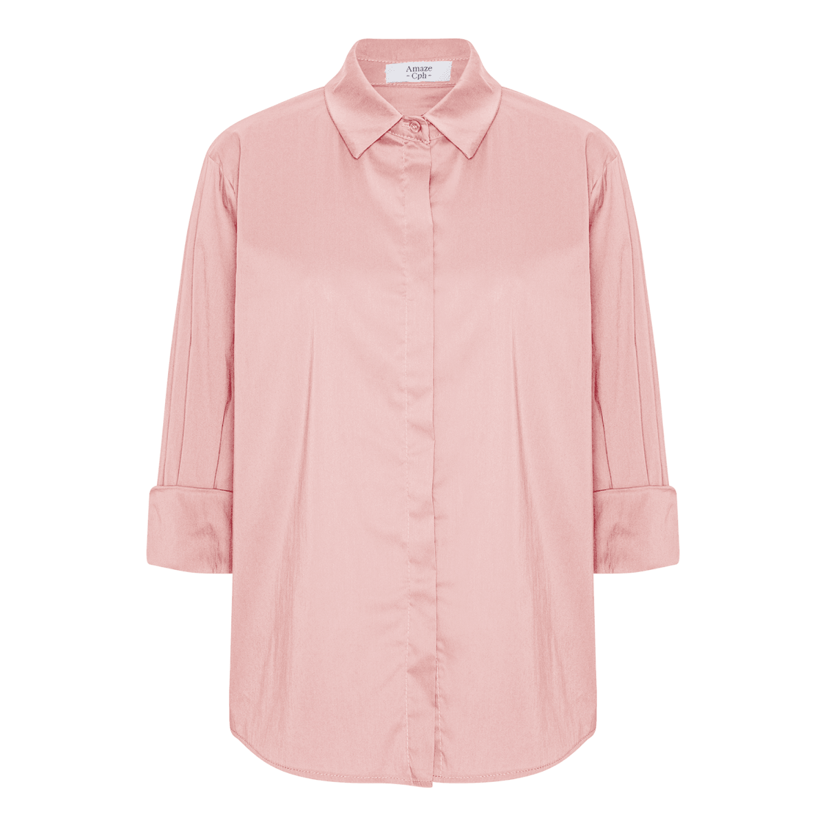 NORMA Bluse i Carnation Pink med ¾-ærmer og Krave