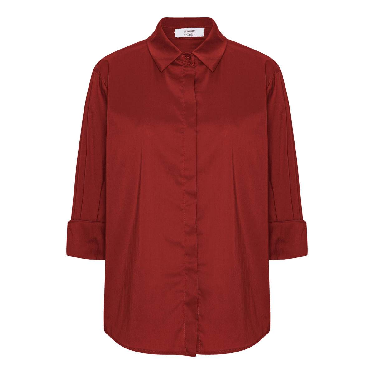 NORMA Skjorte i Fire Brick — Afslappet Pasform med 3/4-ærmer