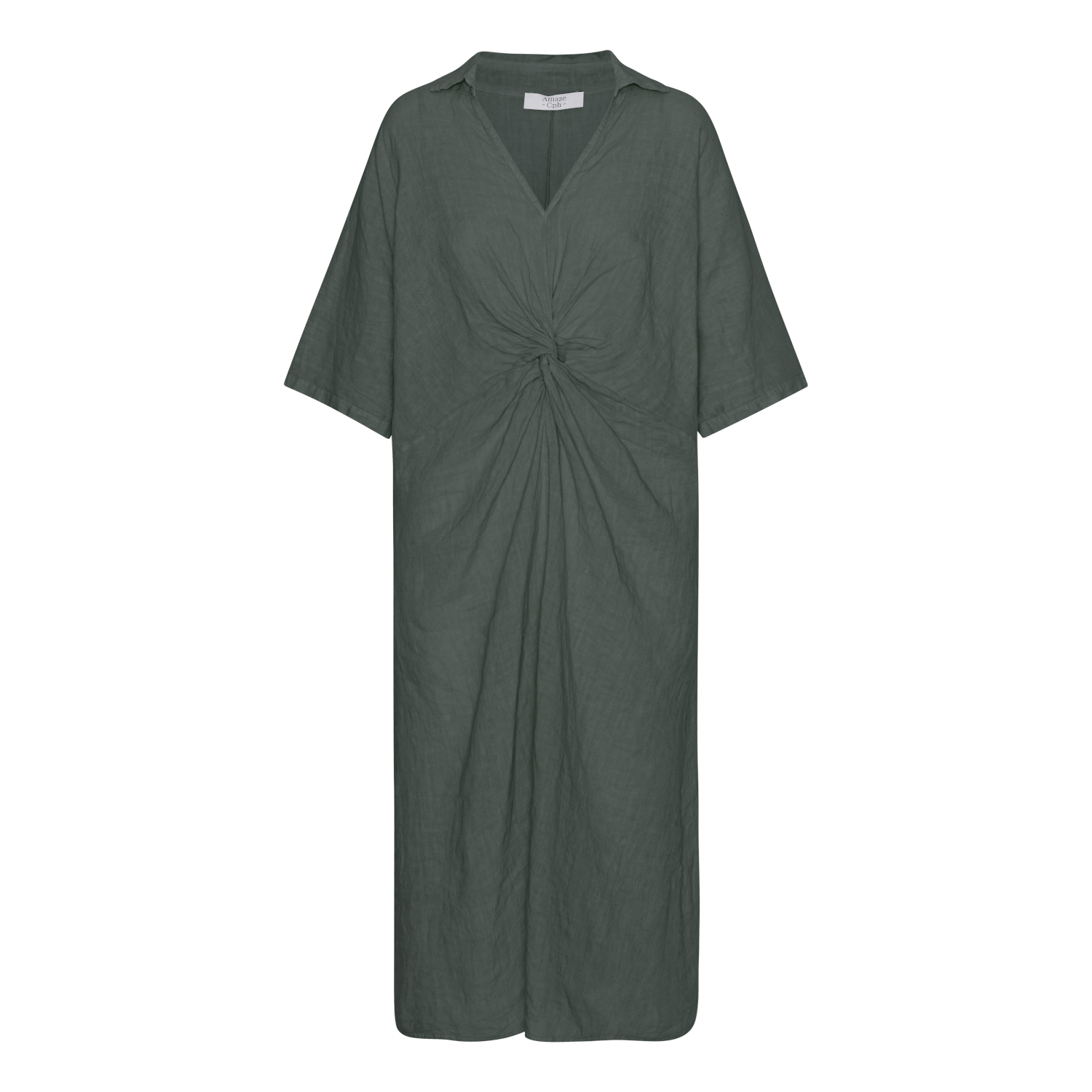Linen Twist Dress - Army - Amaze Cph - Army - S/M