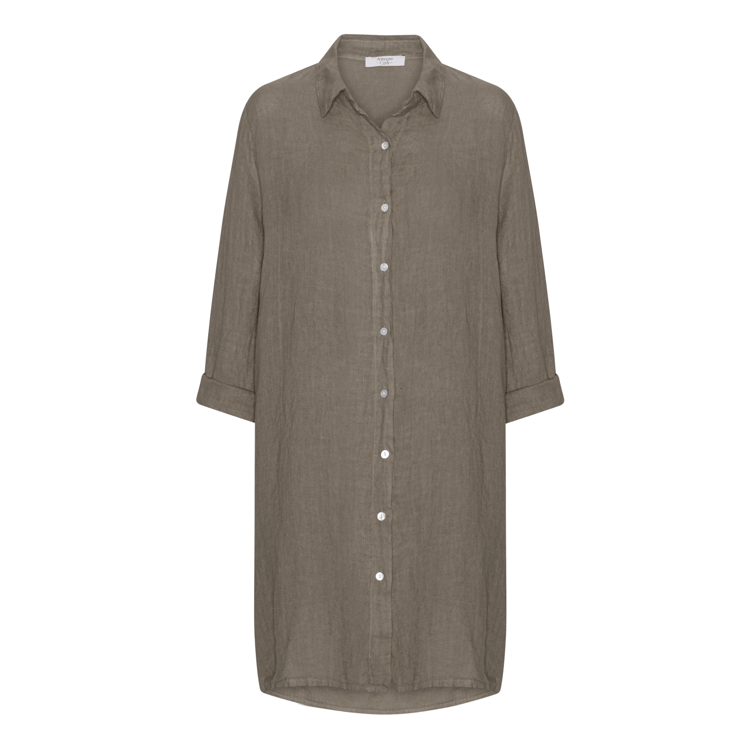 Long Linen Shirt - Fango - Amaze Cph - Fango - S/M