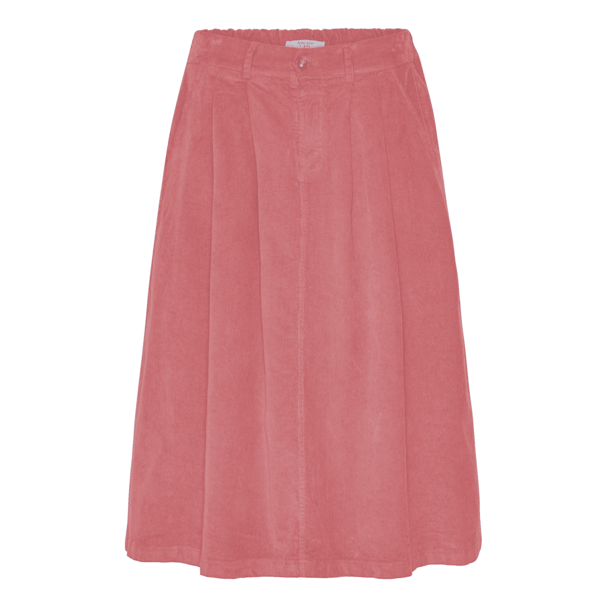 Dusty rose midi skirt in soft cotton corduroy with an elegant A-line cut and elastic waist.