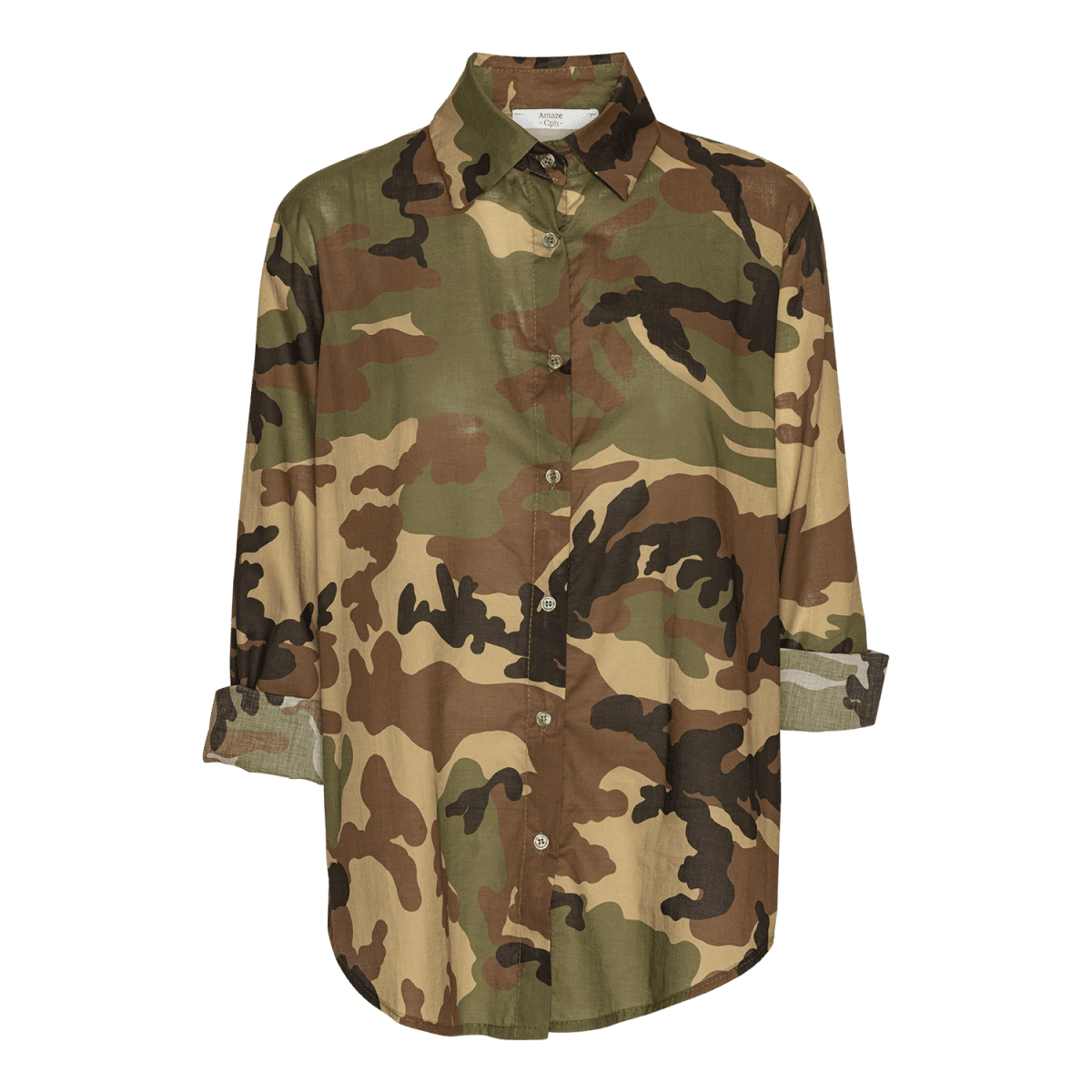 ERICA Skjorte i Camouflage Print — Afslappet Pasform i 100% Bomuld