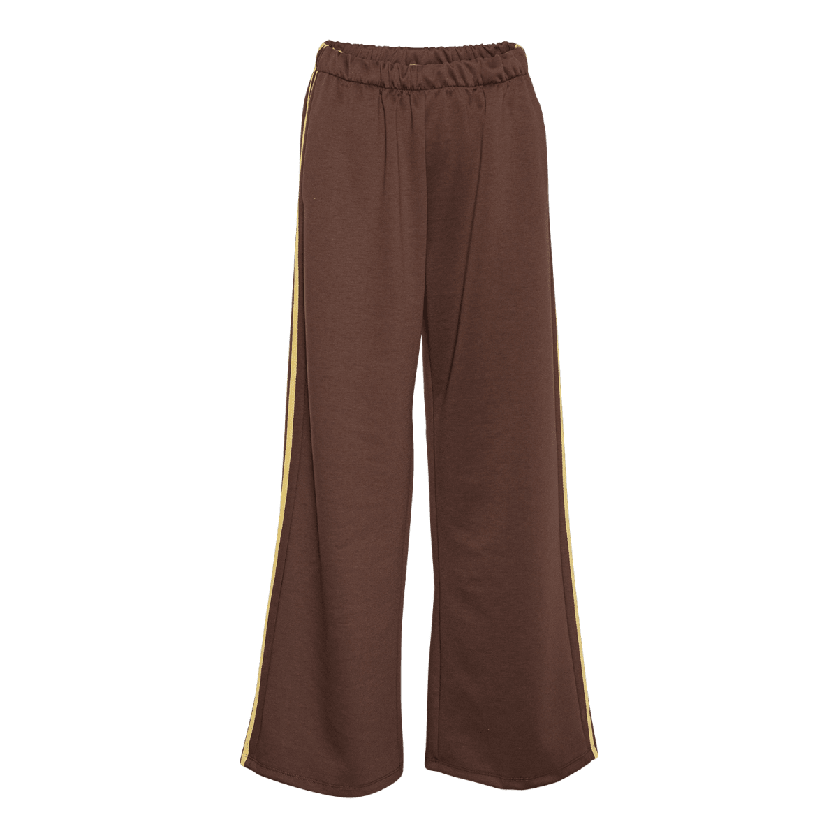 FREYA Sweatpants i Mørkebrun med Sennepsgul Stribe