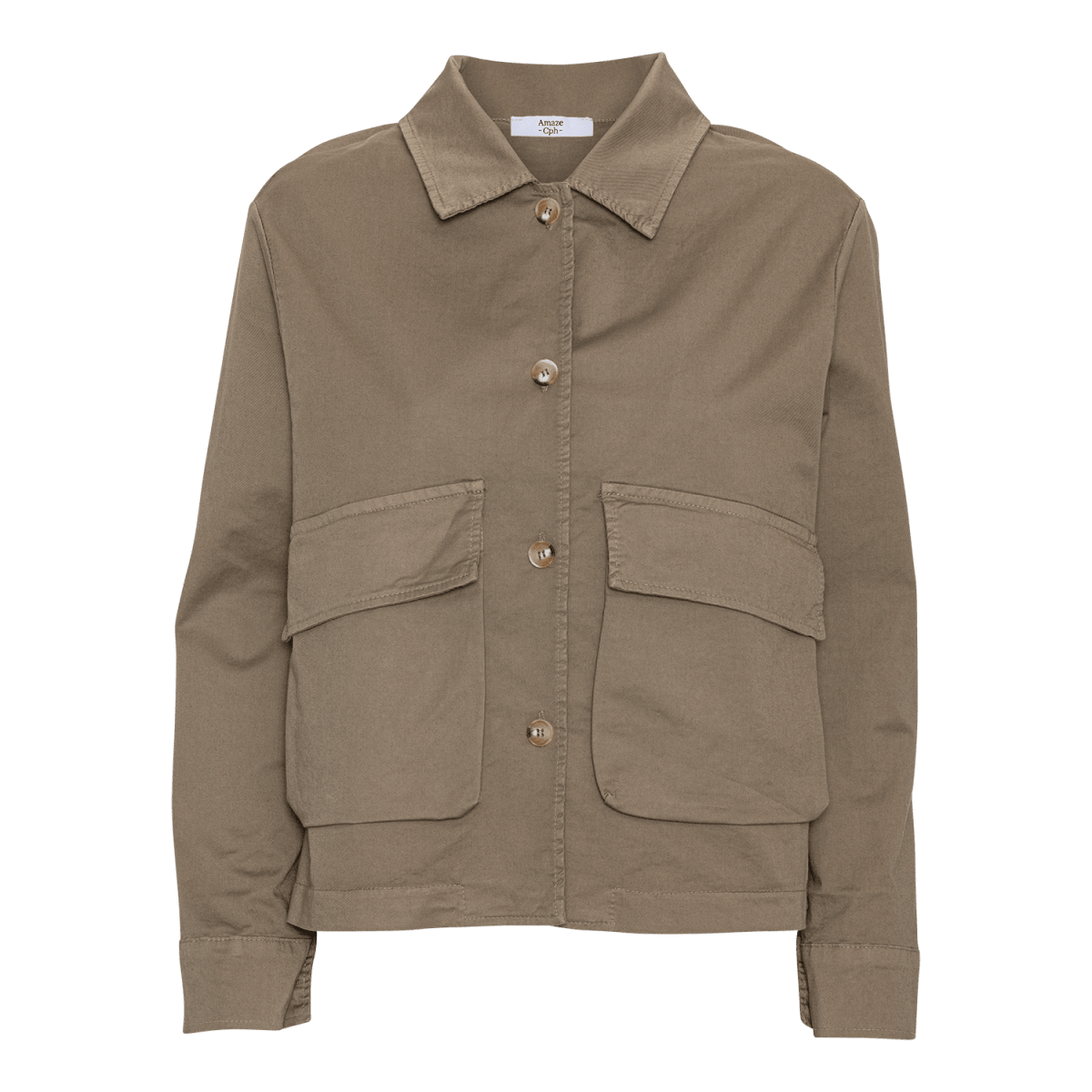 JOSEFINE Stone Bomuldsjakke med Box-fit Silhuet og Knaplukning