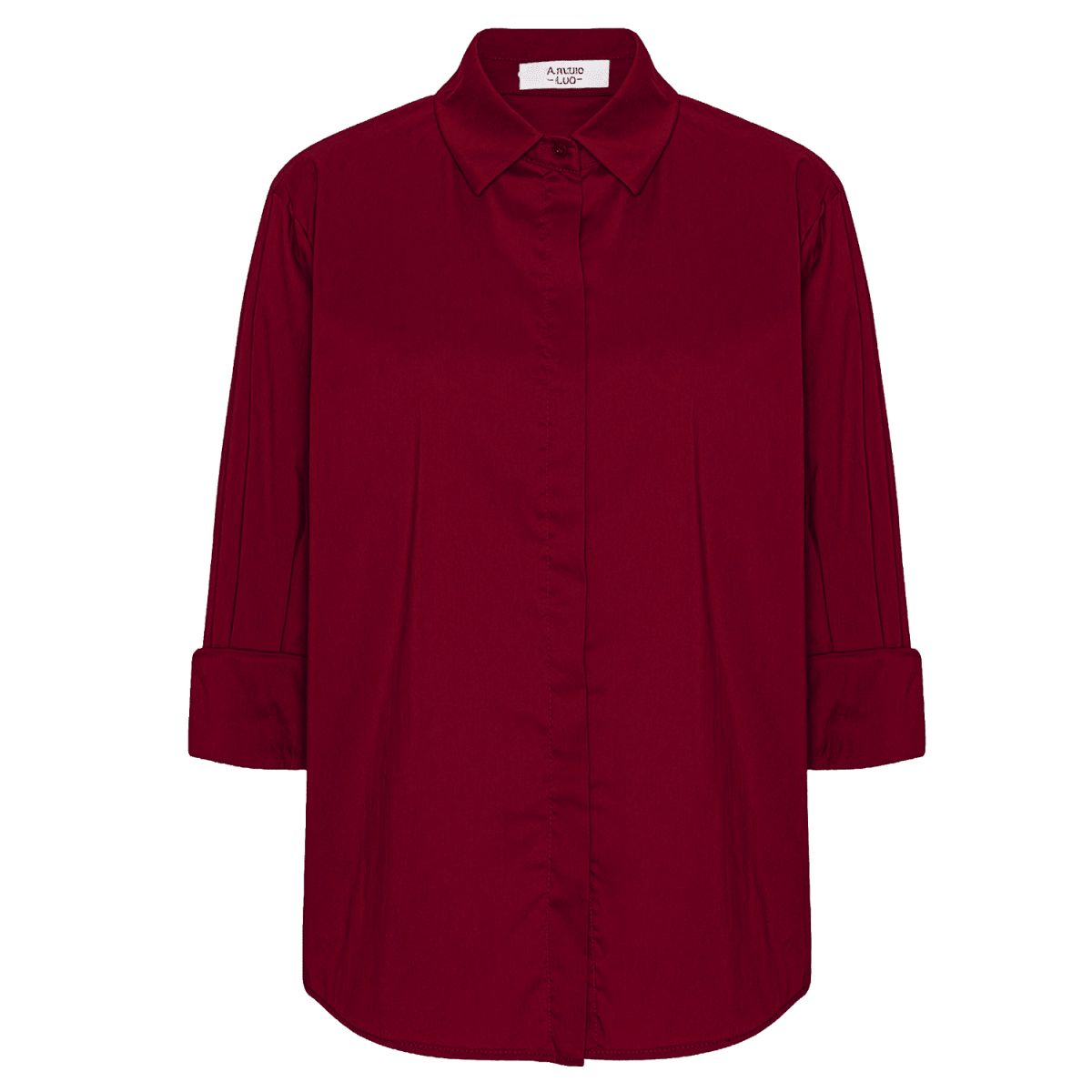 NORMA Skjorte i Burgundy — Afslappet Pasform med 3/4-Ærmer