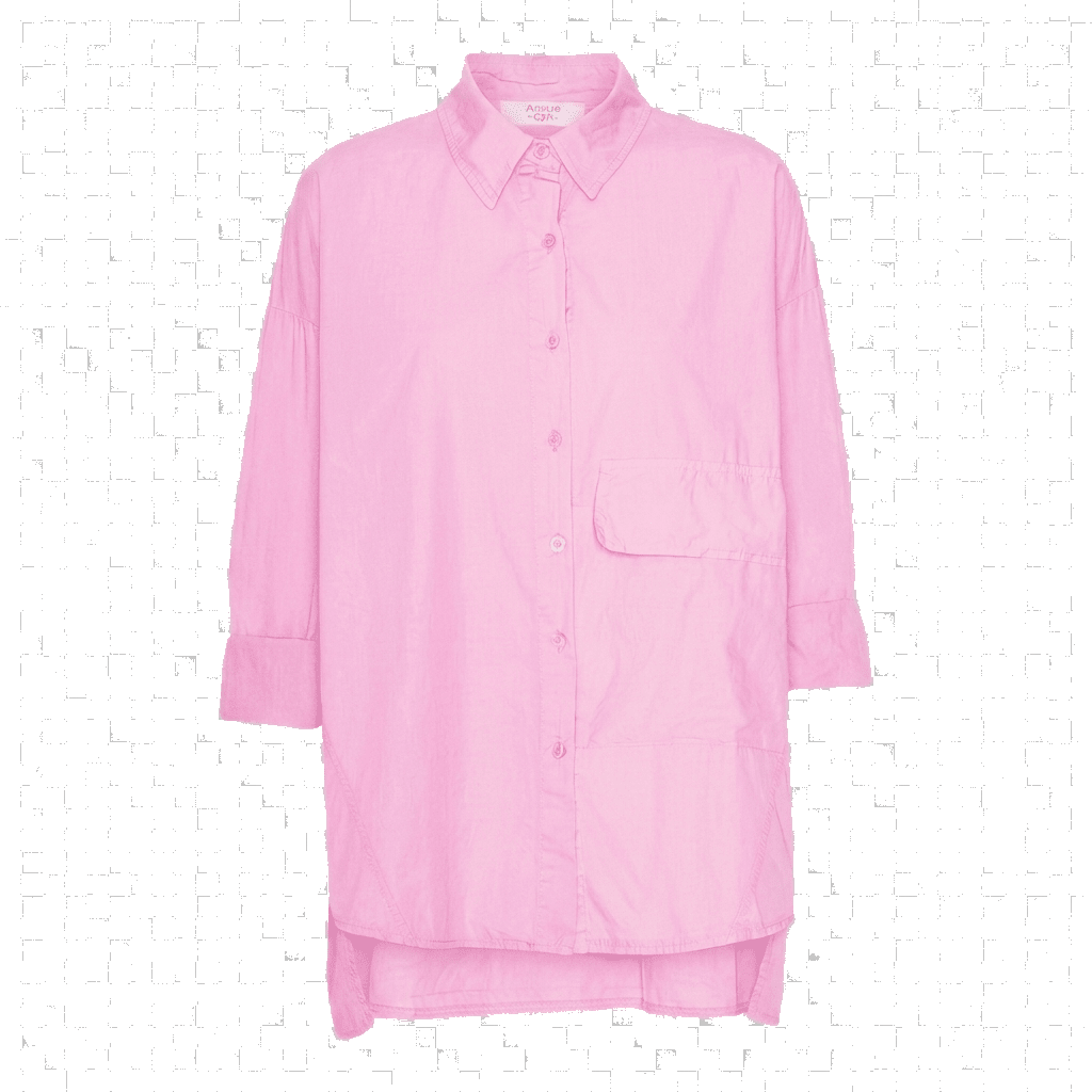 SYLVIA Skjorte i Candy Pink — Oversize Bomuld med 3/4-ærmer