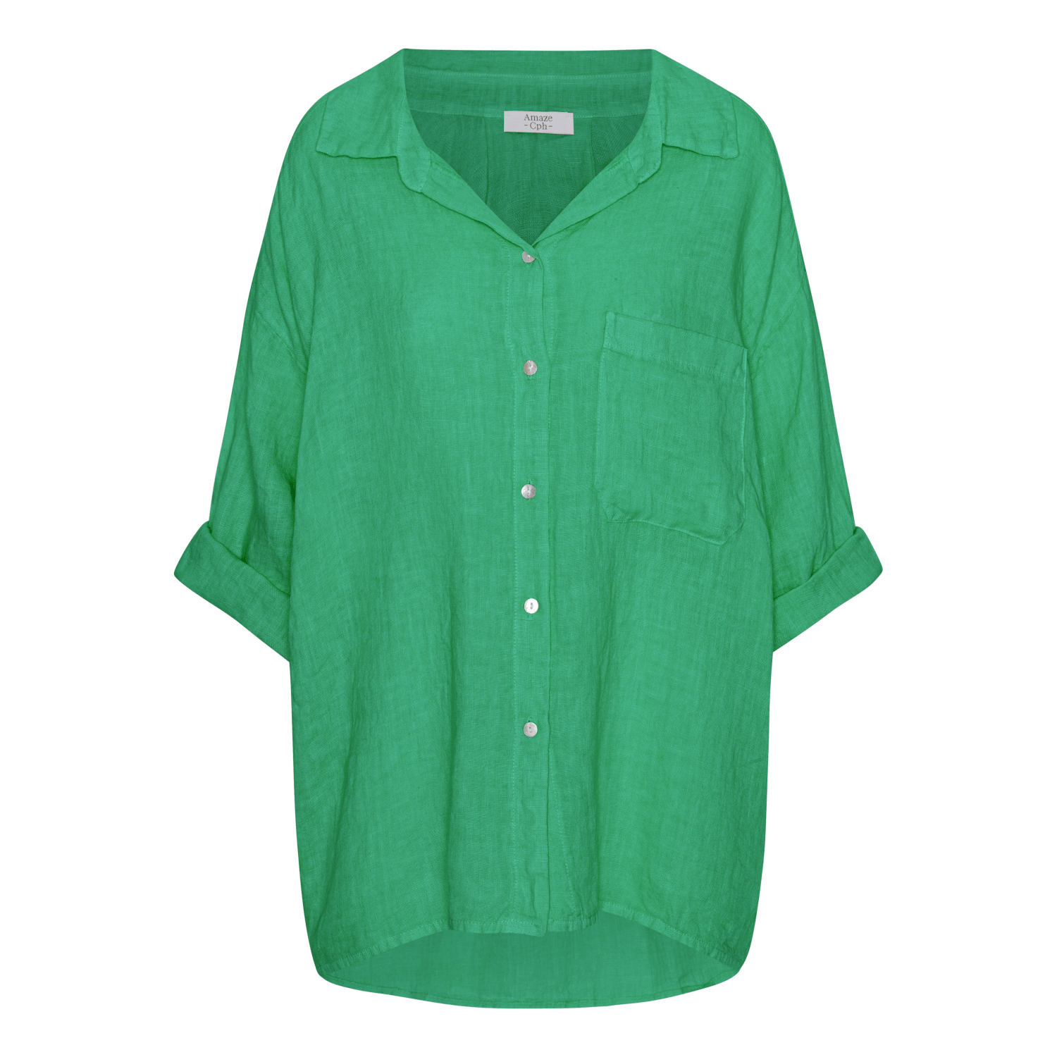 Oversized Linen Shirt - Summer Green - Amaze Cph - Summer Green - S/M