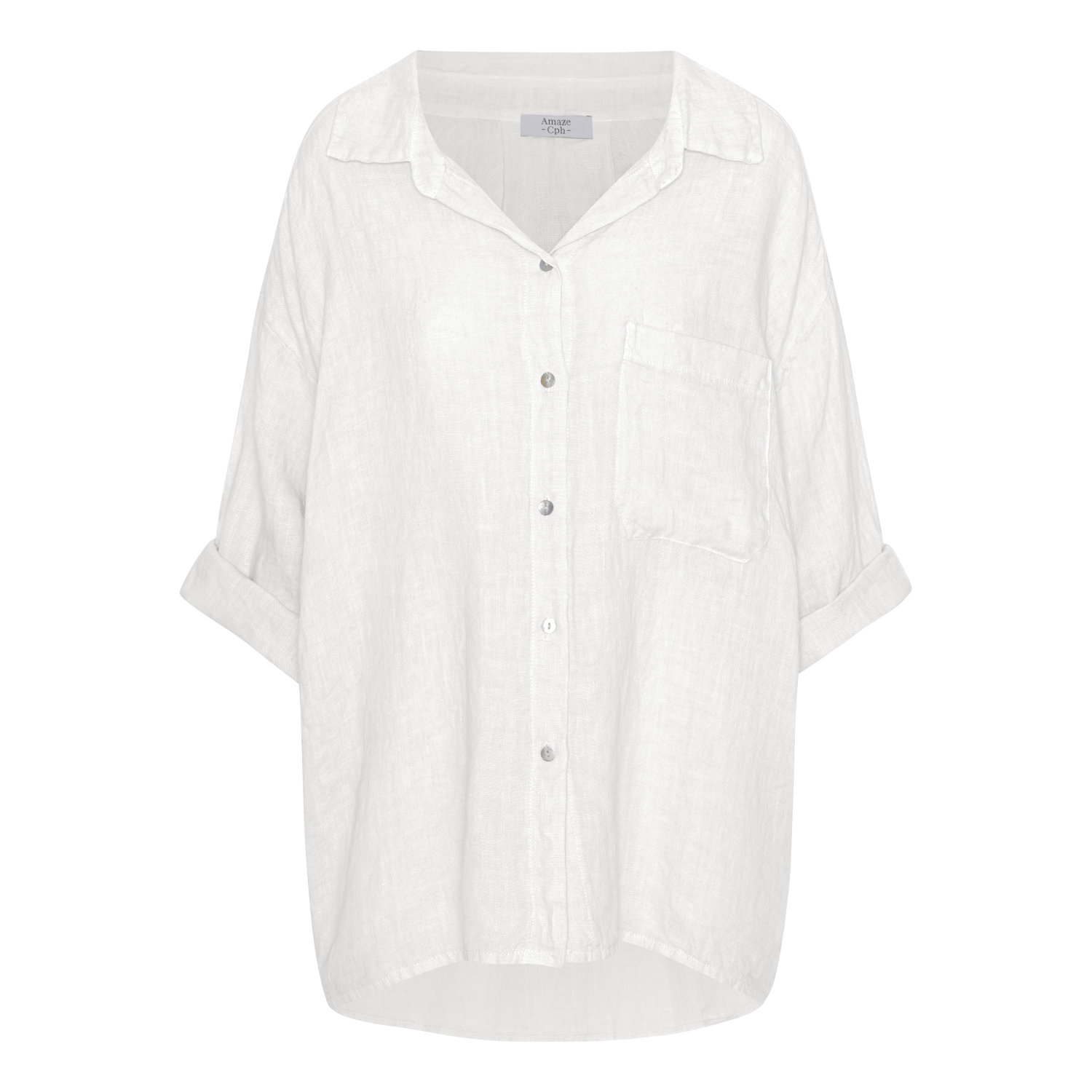 Oversized Linen Shirt - White - Amaze Cph - White - S/M