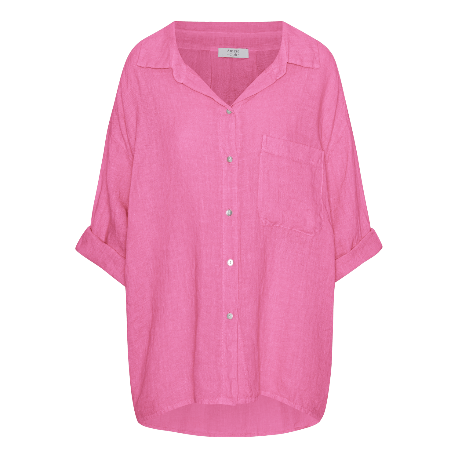 Oversized Linen Shirt - Pink - Amaze Cph - Pink - S/M
