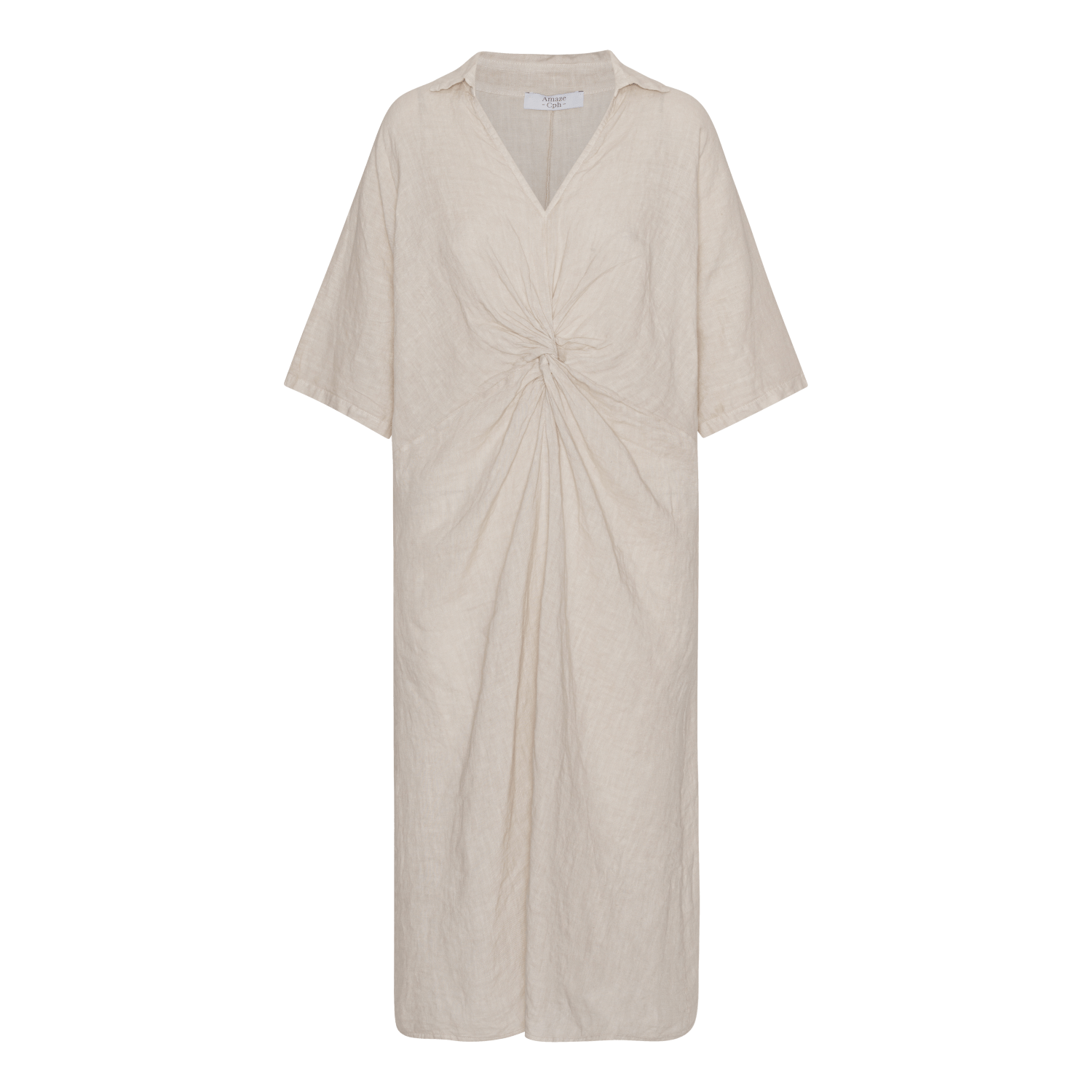 Linen Twist Dress - Sand - Amaze Cph - Sand - S/M