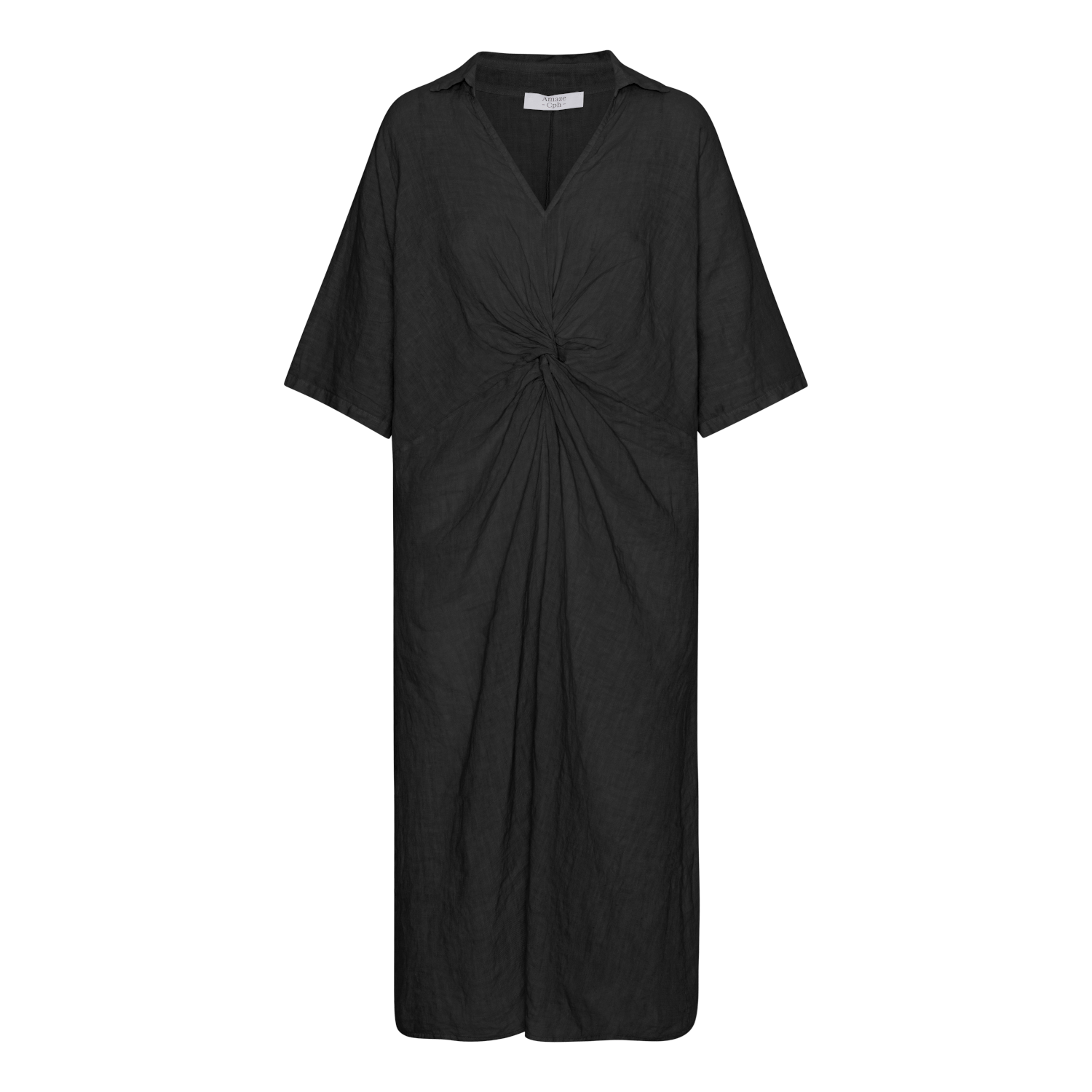 Linen Twist Dress - Black - Amaze Cph - Black - S/M