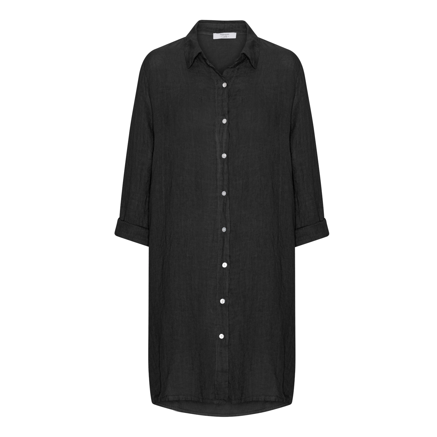 Long Linen Shirt - Black - Amaze Cph - Black - S/M