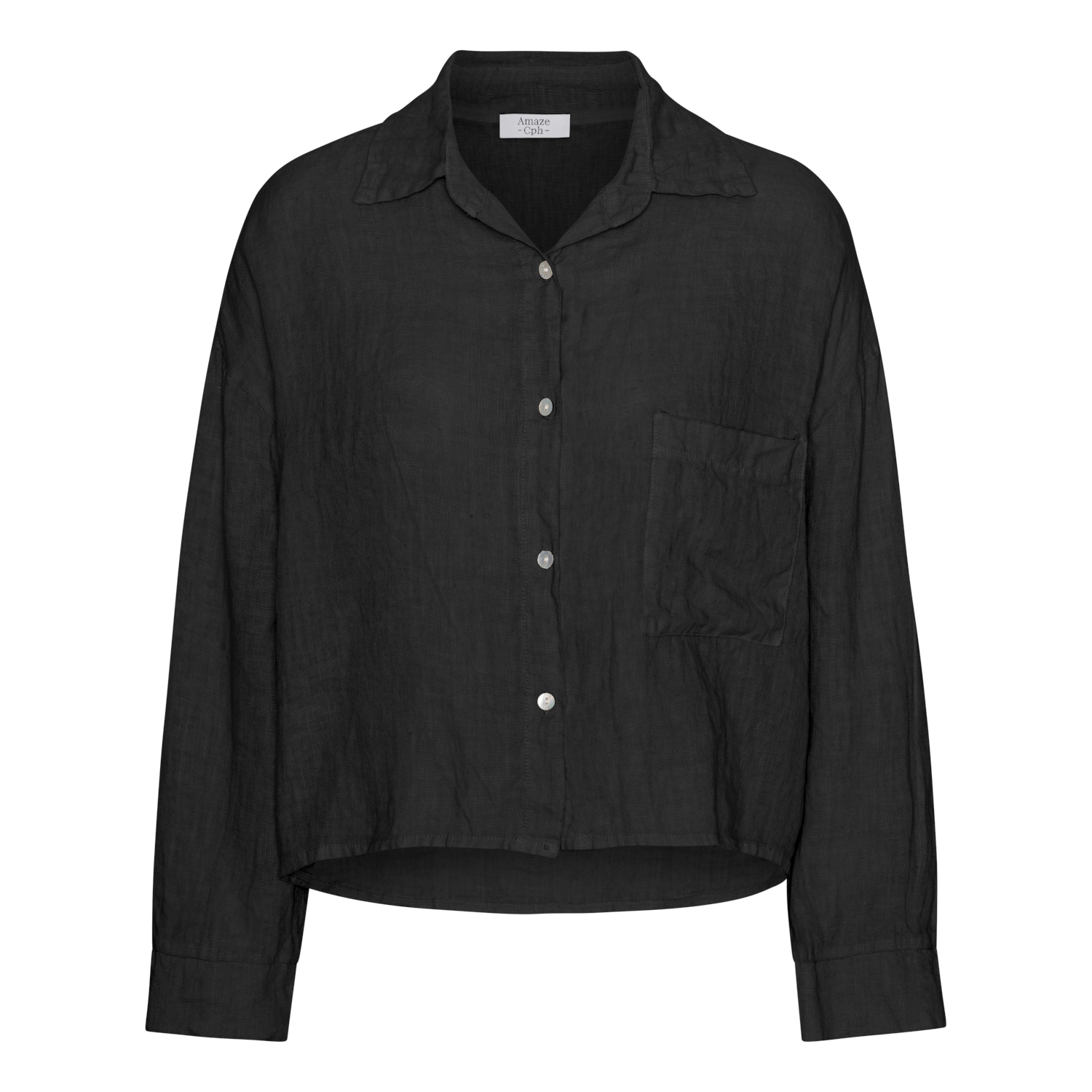 Linen Shirt - Black - Amaze Cph - Black - One Size