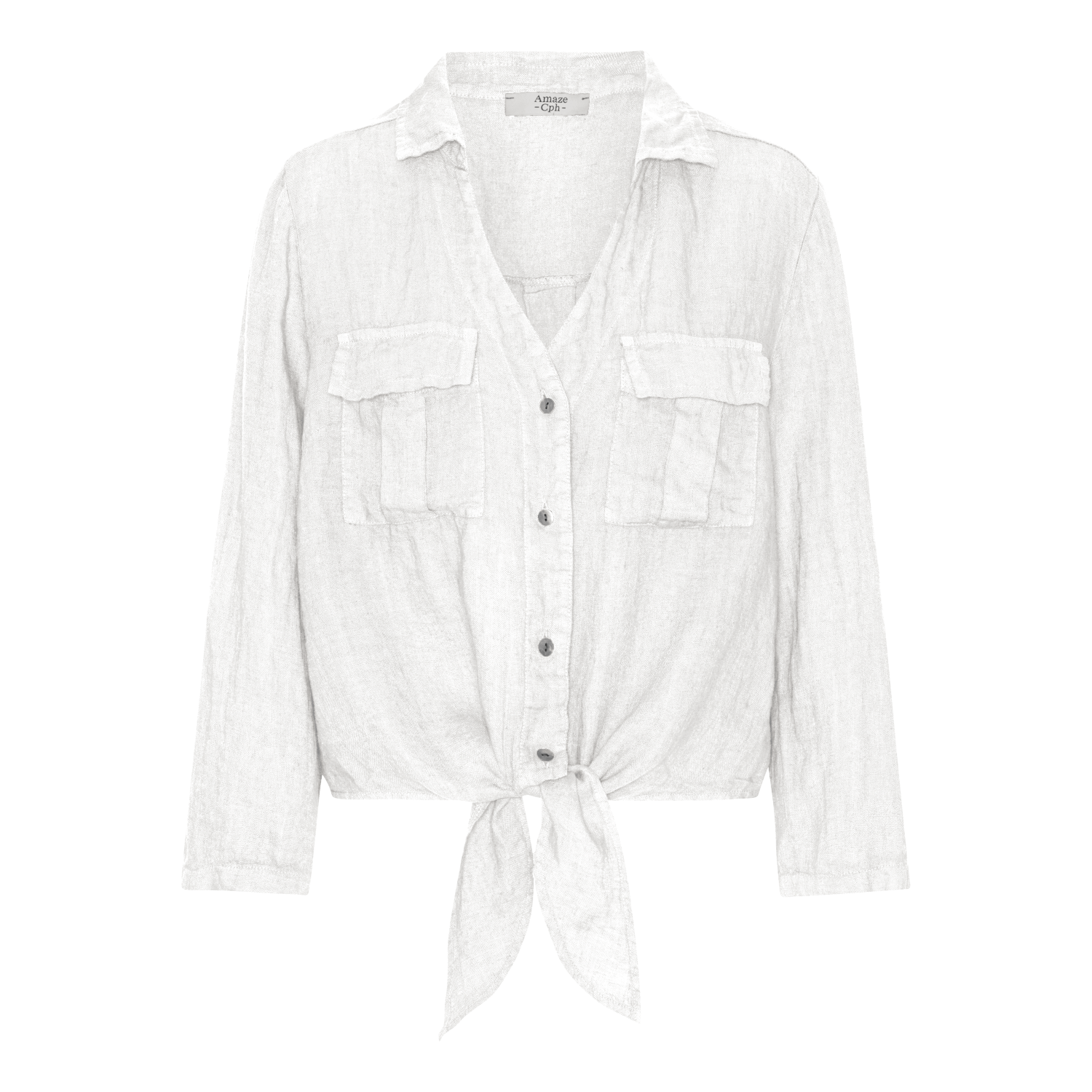 Linen Tie Shirt - White - Amaze Cph - White - S/M